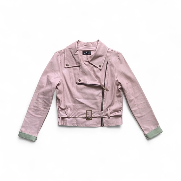 Italian Faux Leather Moto Jacket – Blush, Size Medium - Picture 4 of 15